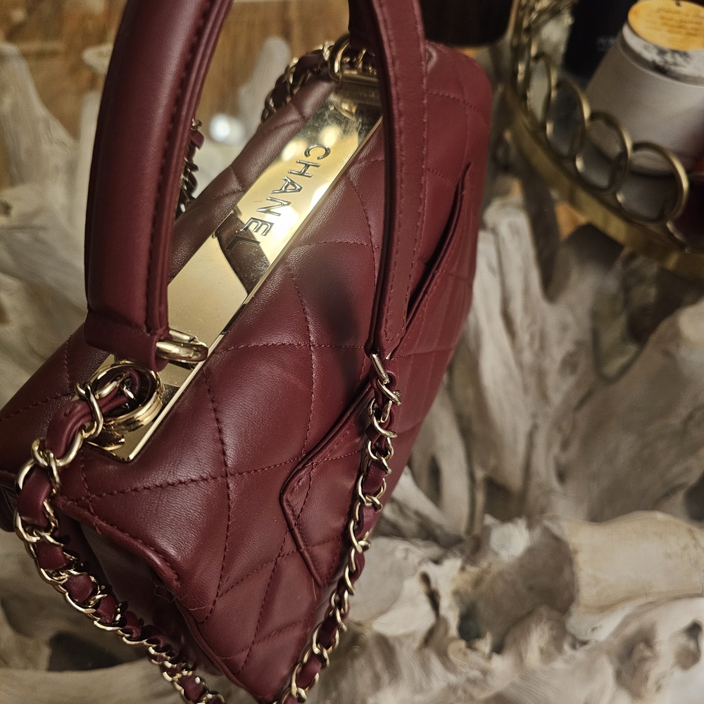 CHANEL Burgundy Quilted Shoulder Bag - Picture 12 of 16